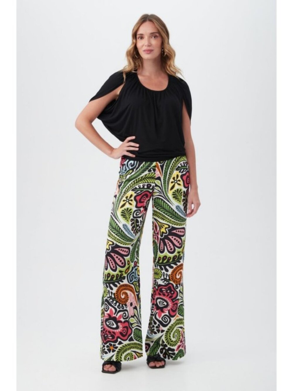 💕TRINA TURK💕 Tavia Wide-Leg Pant ~ Tiki Multi-Color Festival Boho Print 12 NWT - Picture 3 of 14